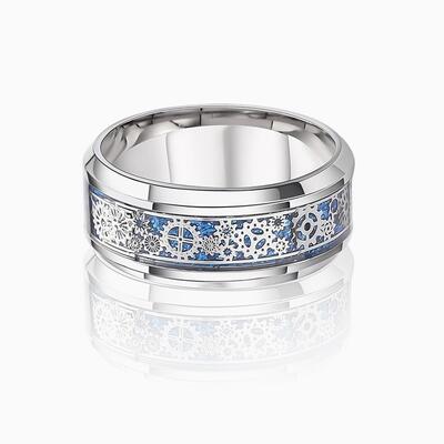 "Gears of Destiny" 8mm Ceramic Men's Wedding Ring