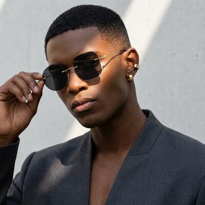 Bright Gold Square Round Sunglasses