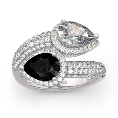 Jeulia “Ever Us" Two Stone Pear Cut Sterling Silver Ring