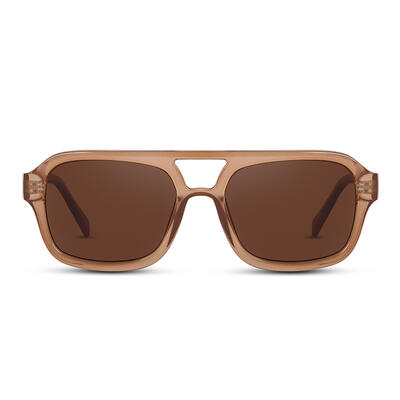 Jeulia "On the Flight" Rectangle Brown Unisex Sunglasses