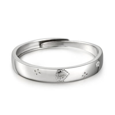 Jeulia "One Love" The Little Prince Adjustable Sterling Silver Men's Band
