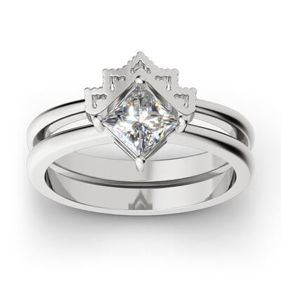 Jeulia Crown Sterling Silver Ring Set