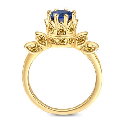 Jeulia Cool Art Deco Princess Crown Engagement Ring Sterling Silver
