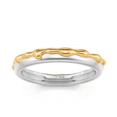 Jeulia Hug Me "Sweet Honey" Men's Wedding Band Two Tone Sterling Silver