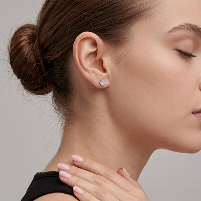 "Hamsa & Evil Eye" Round Cut Stud Earrings