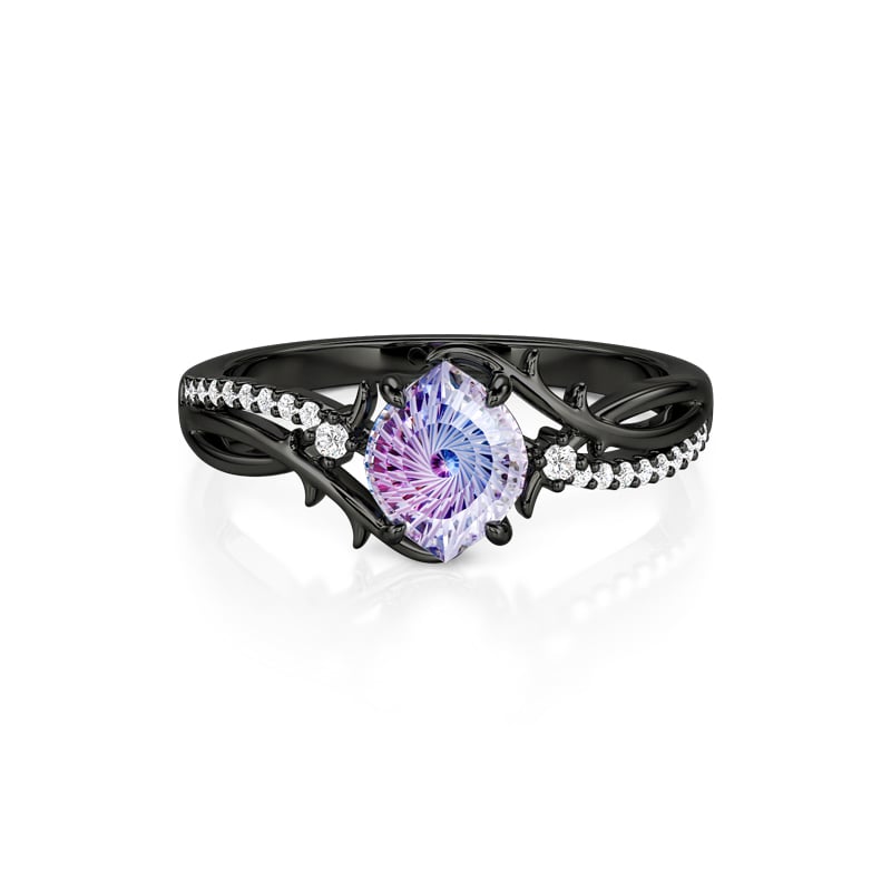 Jeulia Energy Magic Black Bypass Firework Cut Evil Eye Ring