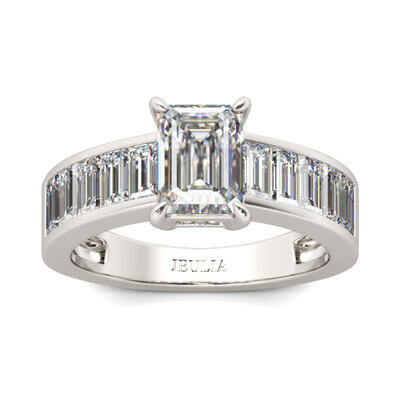 Jeulia Classic Emerald Cut Sterling Silver Ring