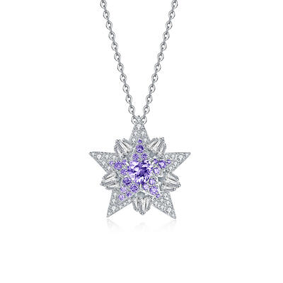 Jeulia "Double Star" Personalized Sterling Silver Necklace