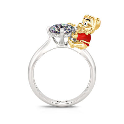 Jeulia Hug Me "Lovable Dwarf" Round Cut Sterling Silver Ring