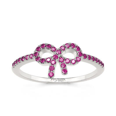 Jeulia Chic Thin Arm Bow Ring Sterling Silver Pave Setting