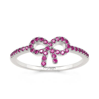 Jeulia Chic Thin Arm Bow Ring Sterling Silver Pave Setting