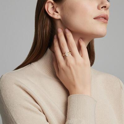 "Timeless Love" 1ct Marquise Cut Side Stone Engagement Ring