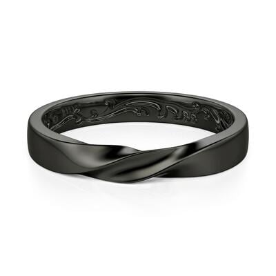Jeulia Alianza de Bodas para Hombre Negra Retorcida Vid Grabada