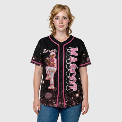 Custom Black Baseball Jersey Gift For Mom & Baseball Lover - Personalized Photo Name and Number