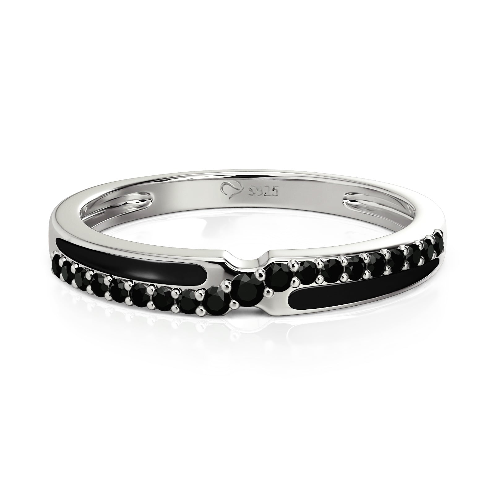 Jeulia Minimalist Black Twisted Wedding Band for Men