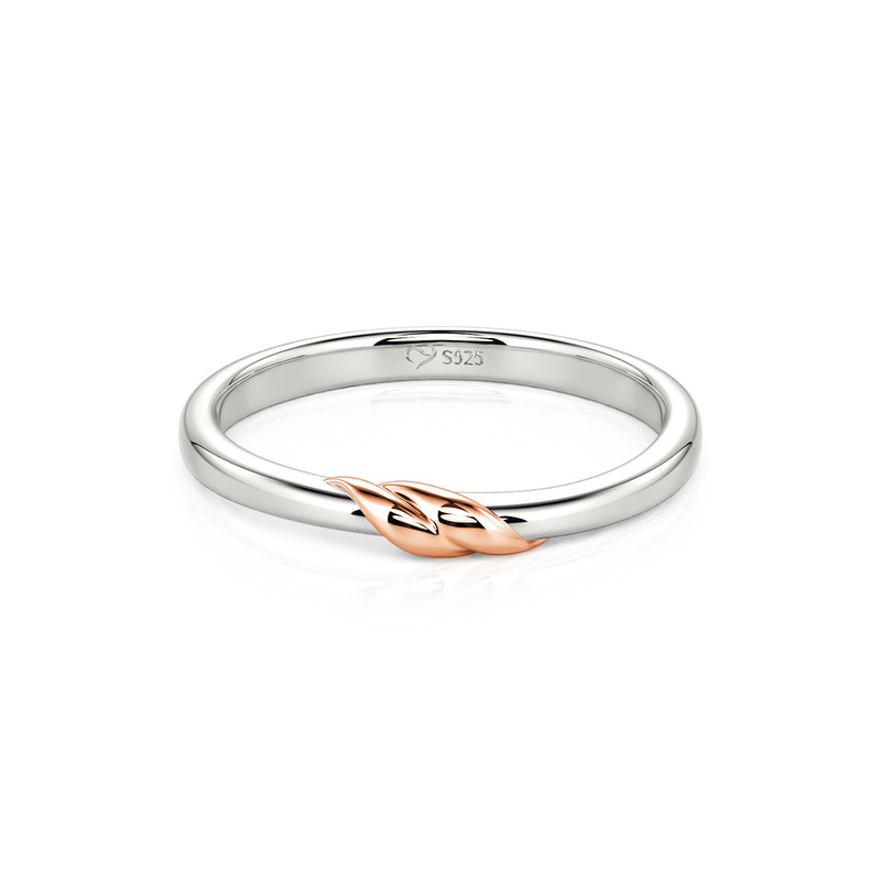 Jeulia Bypass Two-Tone Promise Ring for Men Sterling Silver