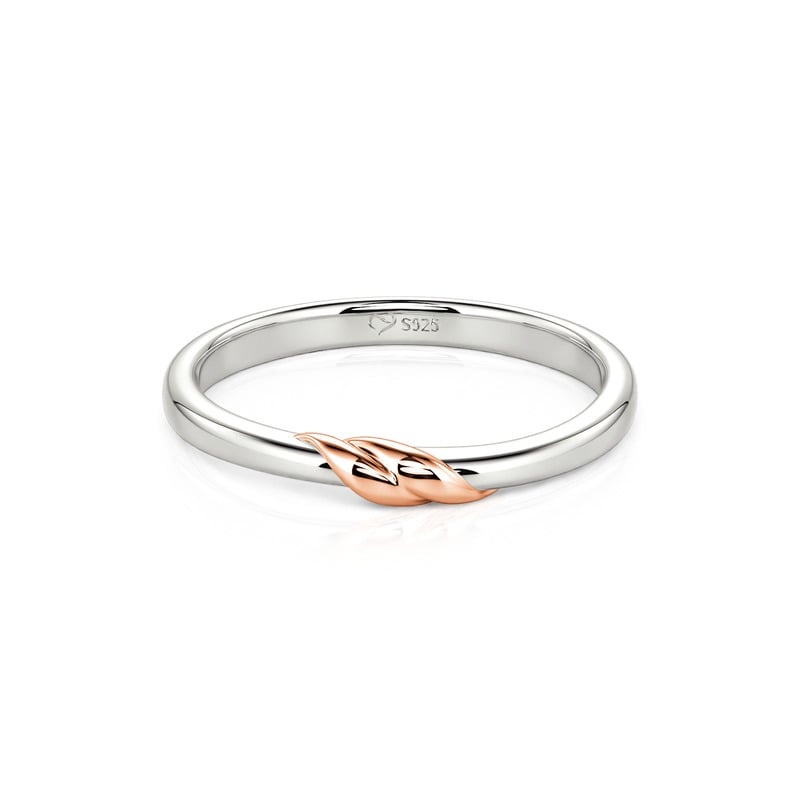 Jeulia Bypass Two-Tone Promise Ring for Men Sterling Silver
