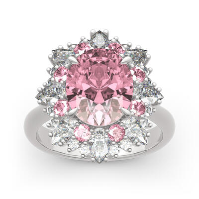 Jeulia Floral Oval Cut Sterling Silver Ring