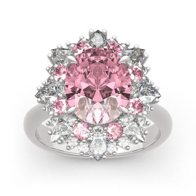 Jeulia Floral Oval Cut Sterling Silver Ring