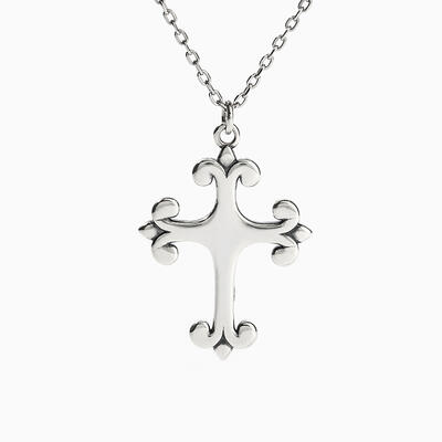 Jeulia Collar en forma de cruz de lirio de plata de ley