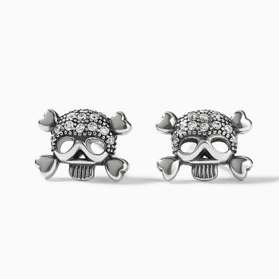 Jeulia "Skull and Bones" Sterling Silver Earrings