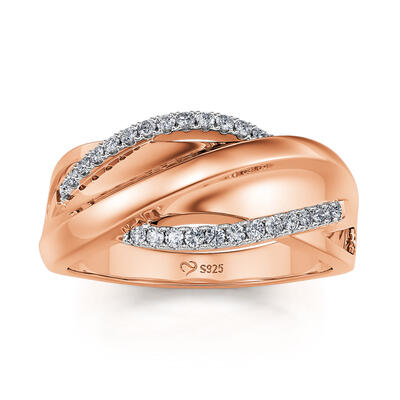 Jeulia Twist Round Cut Sterling Silver Women's Band