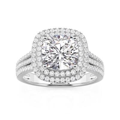 Jeulia Double Halo Square Cushion Cut Engagement Ring