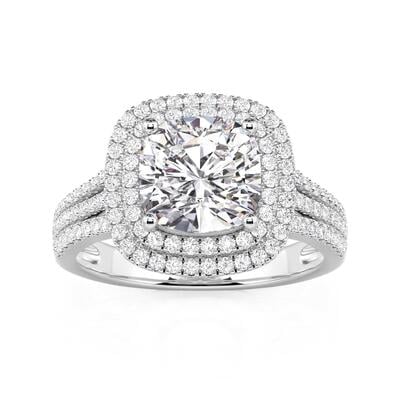 Jeulia Double Halo Square Cushion Cut Engagement Ring