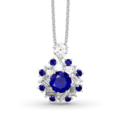 Jeulia Halo Round Cut Sterling Silver Necklace