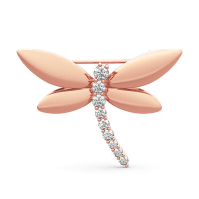 Jeulia "Garden Dragonfly" Round Cut Sterling Silver Brooch