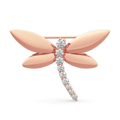 Jeulia "Garden Dragonfly" Round Cut Sterling Silver Brooch