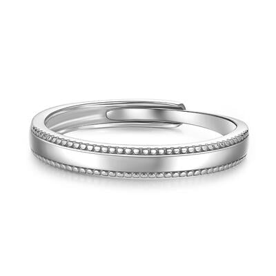 Jeulia Anillo Simple con Borde de Perlas Ajustable para Hombres