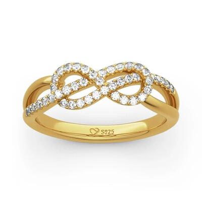 Jeulia Infinity Knot Design Sterling Silver Band