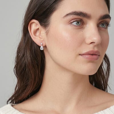 "Whispering Rain" Pear Cut Toi Et Moi Drop Earrings
