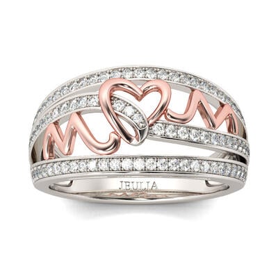 Jeulia Mom's Heartbeat Sterling Silver Band