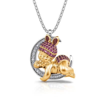 Jeulia "Cherished Moment" Adorable Baby Sterling Silver Necklace