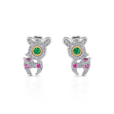 Jeulia "Christmas Reindeer" Sterling Silver Stud Earrings