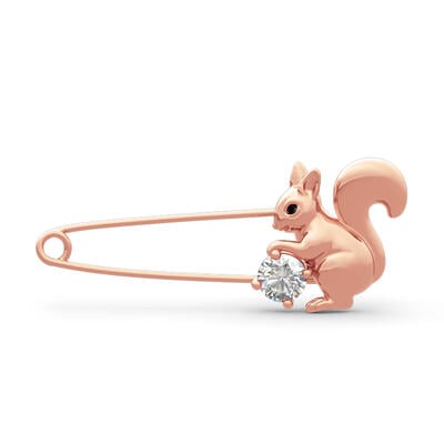 Jeulia "Lovely Squirrel" Round Cut Sterling Silver Brooch