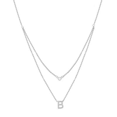 Jeulia "Timeless Romance" Personalized Sterling Silver Initial Necklace