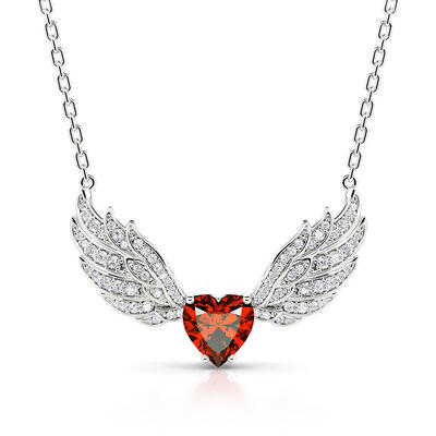 Jeulia "Love Journey" Heart Cut Wings Sterling Silver Necklace