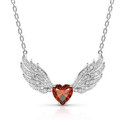 Jeulia "Love Journey" Heart Cut Wings Sterling Silver Necklace