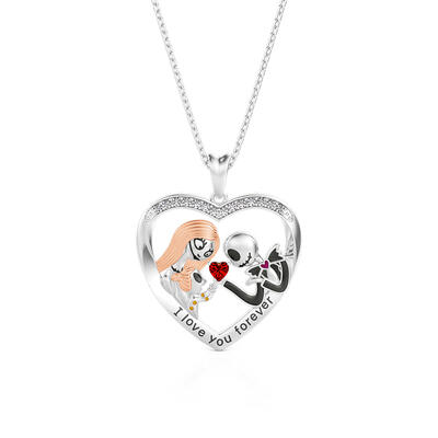 Jeulia "Cute Family" Custom Heart Birthstone Engraved Necklace