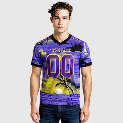 Hawaiian Sunset Football Uniforms Polynesian Carving-Inspired Graphics & Moisture-Wicking Fabric