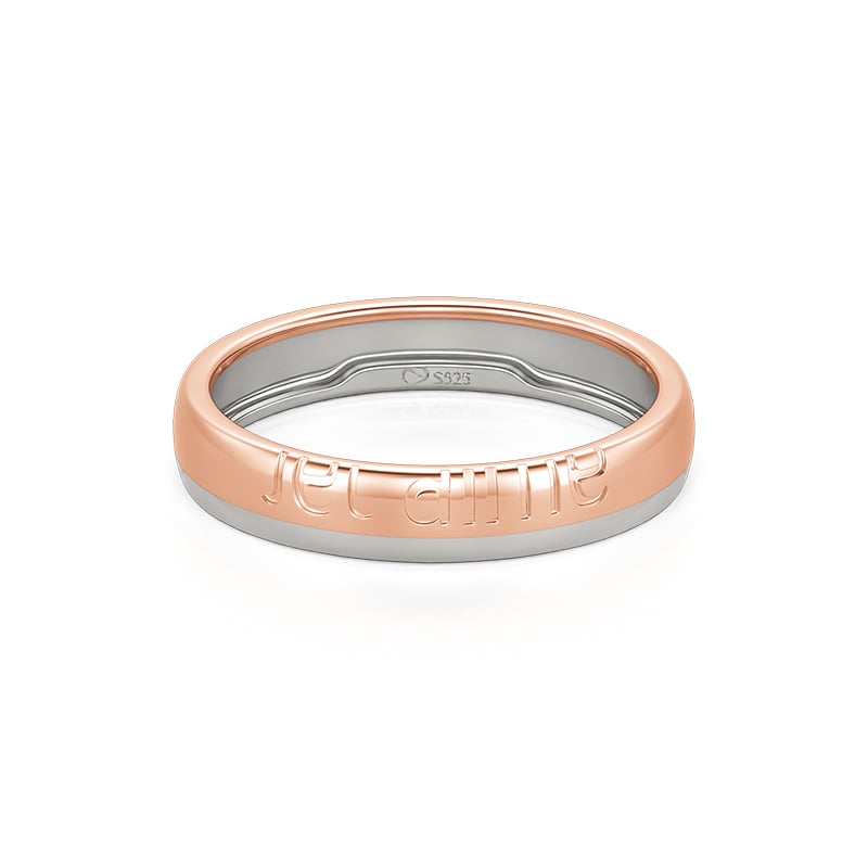 Jeulia Two Tone "Je T'aime" Matching Wedding Band for Men