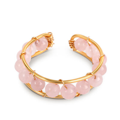 Jeulia "Love Me Unconditionally" Natural Rose Quartz Open Ring