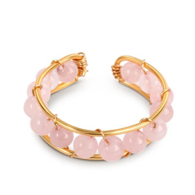 Jeulia "Love Me Unconditionally" Natural Rose Quartz Open Ring