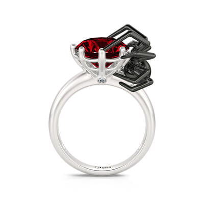 Jeulia Hug Me "Black Widow" Spider Round Cut Sterling Silver Ring