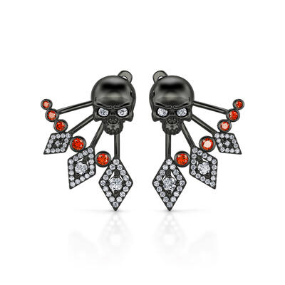 Jeulia "Rebellion" Skull Design Sterling Silver Ear Jackets