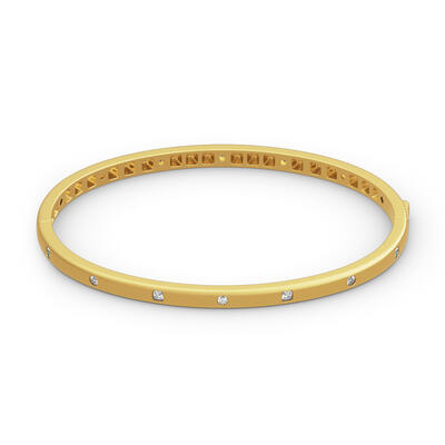 Jeulia Simple Design Round Cut Sterling Silver Bangle