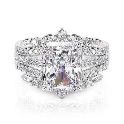 Jeulia Interchangeable Eternity Ring Set Radiant Cut Sterling Silver